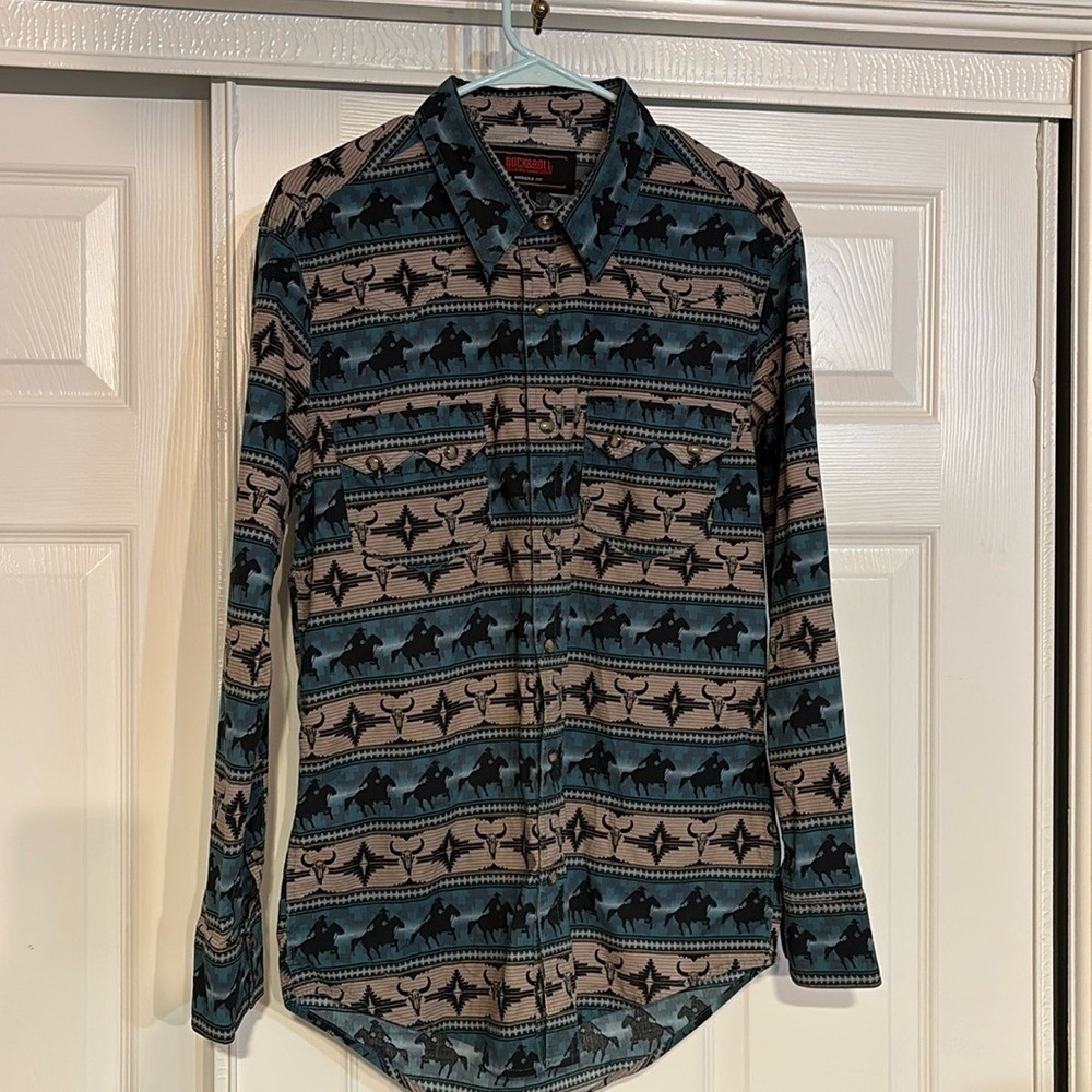 Rock and Roll size Medium Dale pearl snap western cowboy horses